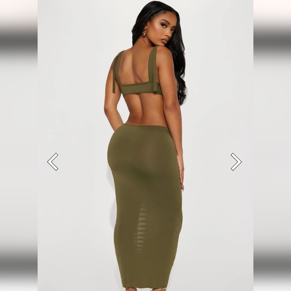 NWT Fashion Nova Maxi Dress, Olive, Small - Picture 3 of 3
